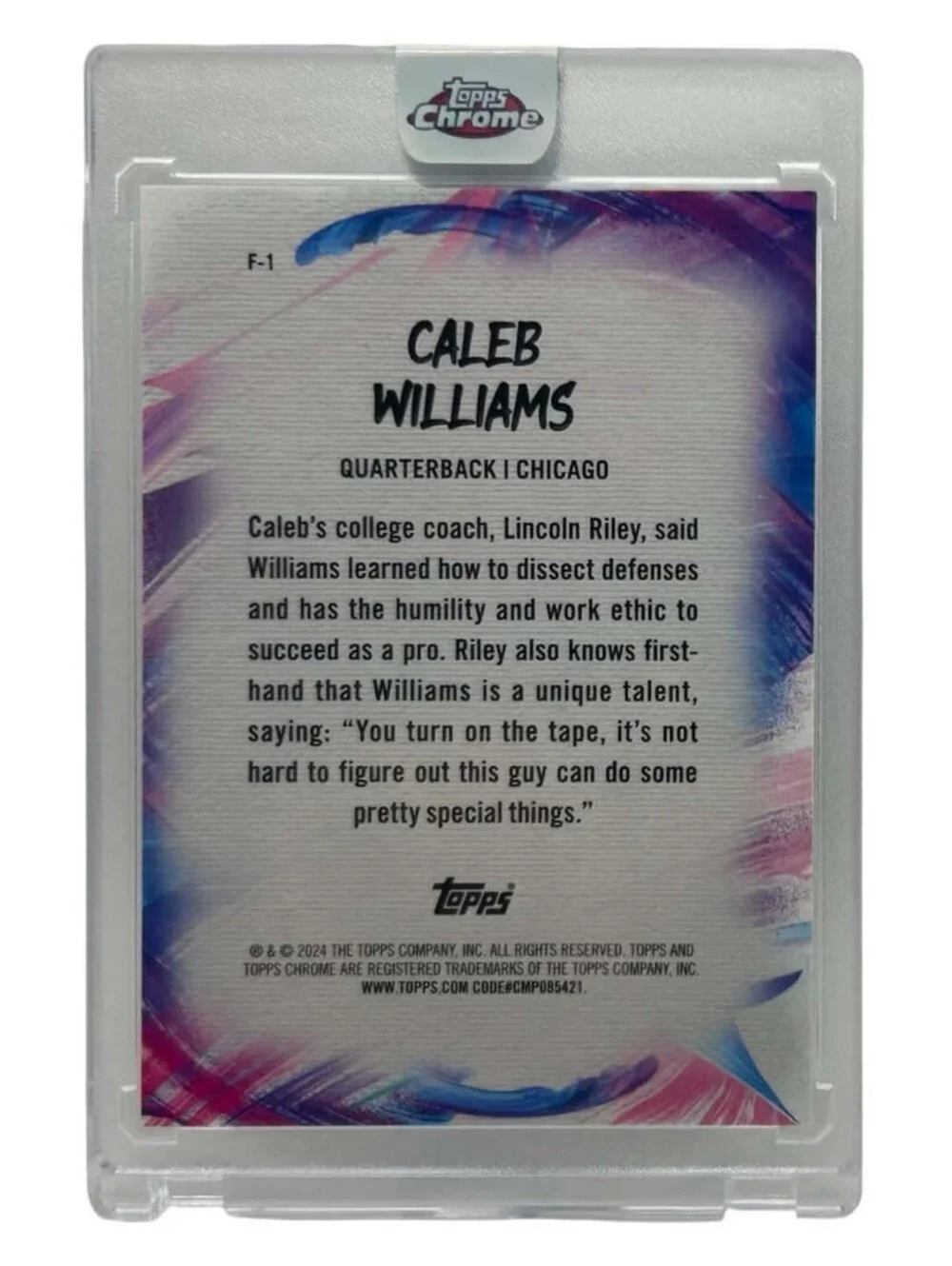 2024 Topps Chrome Finest Finesse #F-1 Caleb Williams Rookie Card (RC)